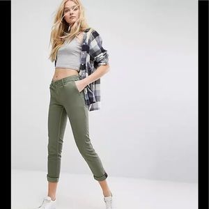 Tommy Hilfiger Cuffed Olive Green Boyfriend Chinos